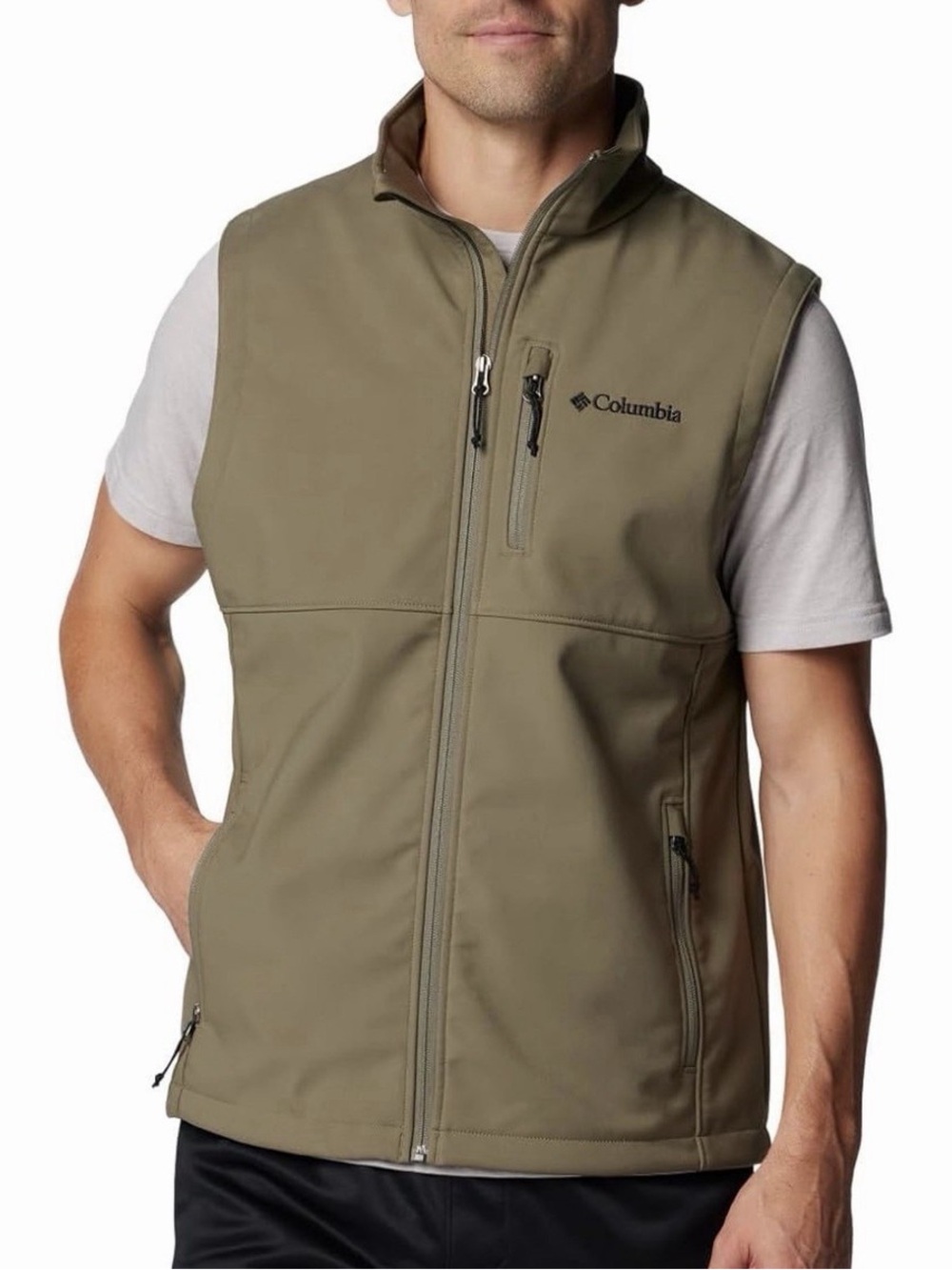 Columbia mens Ascender Softshell Vest Stone Green